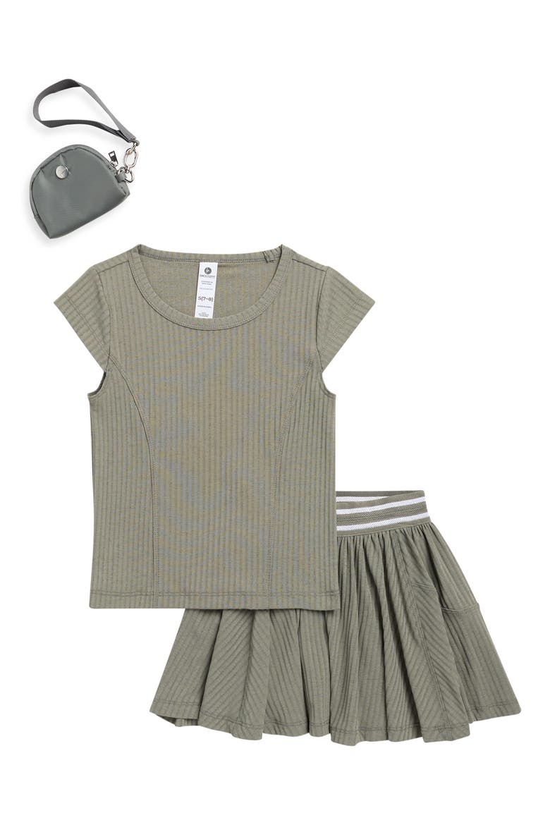 Kids' Rib Chloe Meet & Greet T-Shirt, Skirt & Crossbody Bag Set, Main, color, MOUNTAIN SAGE
