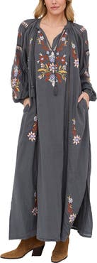 Raffya Elisa Kaftan Style Embroidered Maxi Dress