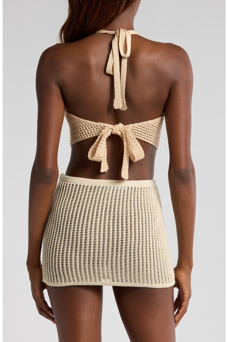 Open Stitch Halter Crop Cover-Up Top, Alternate, color, NATURAL