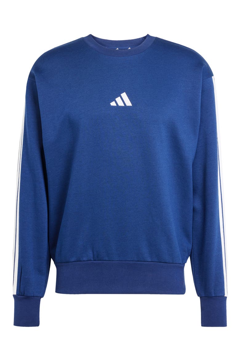 Essential 3-Stripes Fleece Pullover, Alternate, color, DKBLUE/WHI