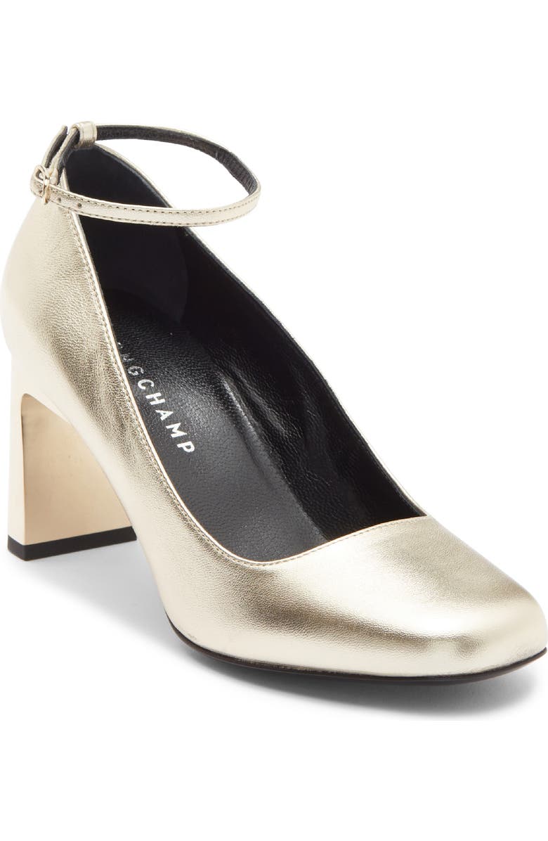 Longchamp Block Heel Pump, Main, color, Pale Gold