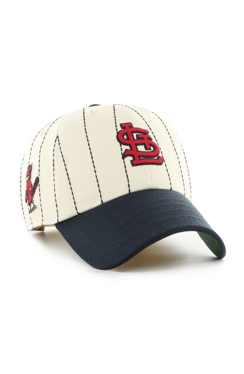 '47 Men's '47 x Rawlings Natural/Navy St. Louis Cardinals Pinstripe Clean Up Adjustable Hat, Main, color, Natural