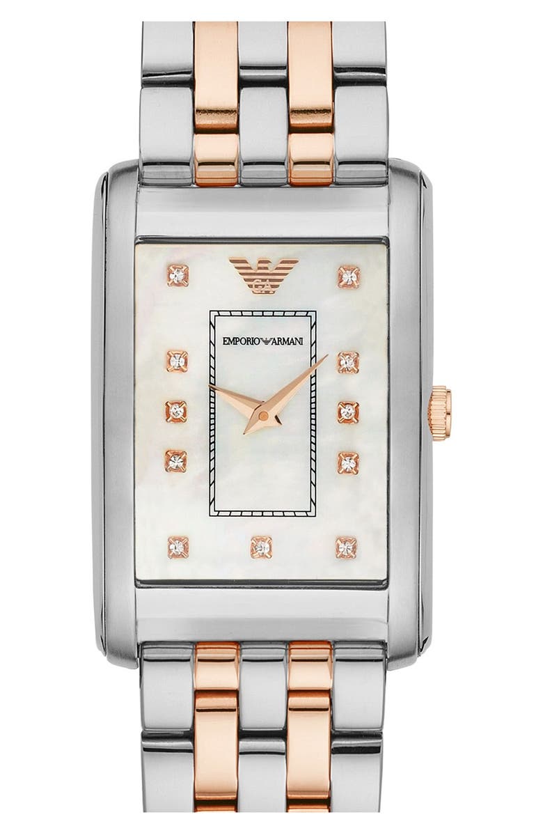 Emporio Armani Rectangle Dial Watch, 25mm x 30mm, Main, color,