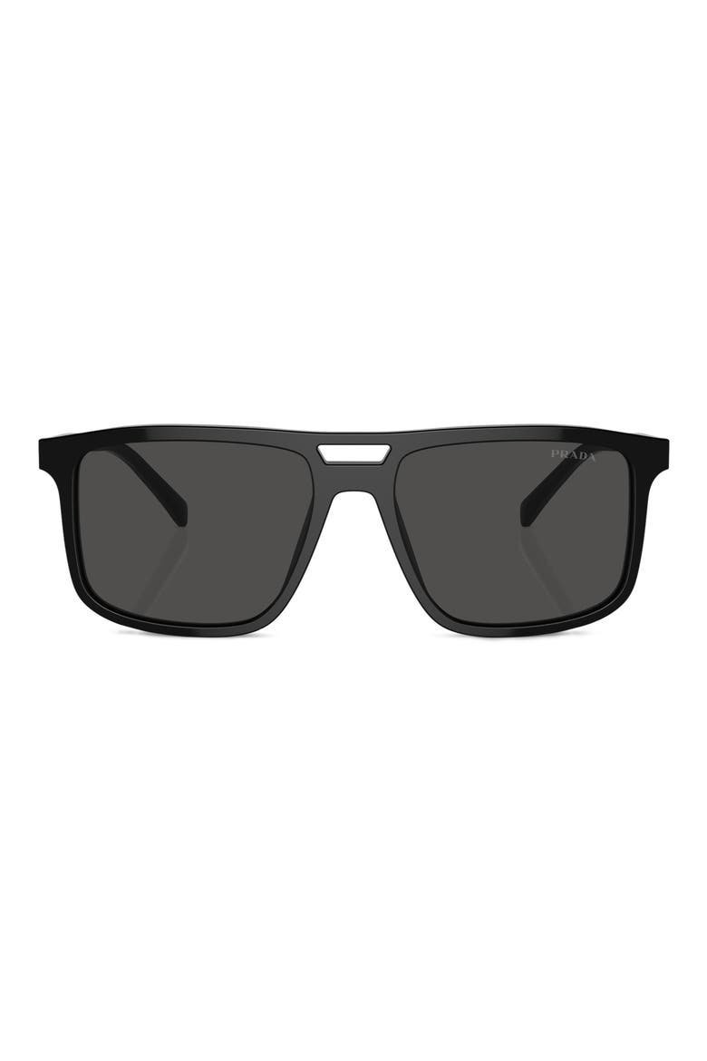 58mm Rectangular Sunglasses, Alternate, color, BLACK/ GREY