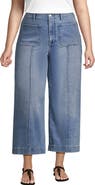 Lands' End Plus Size Recover Denim High Rise Patch Pocket Extra Wide Leg Crop Jeans