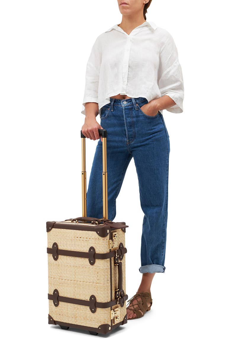The Explorer 20-Inch Rattan Rolling Carry-On, Alternate, color, BROWN