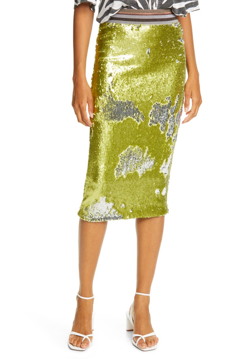 Liza Sequin Pencil Skirt, Main, color, LIMEADE