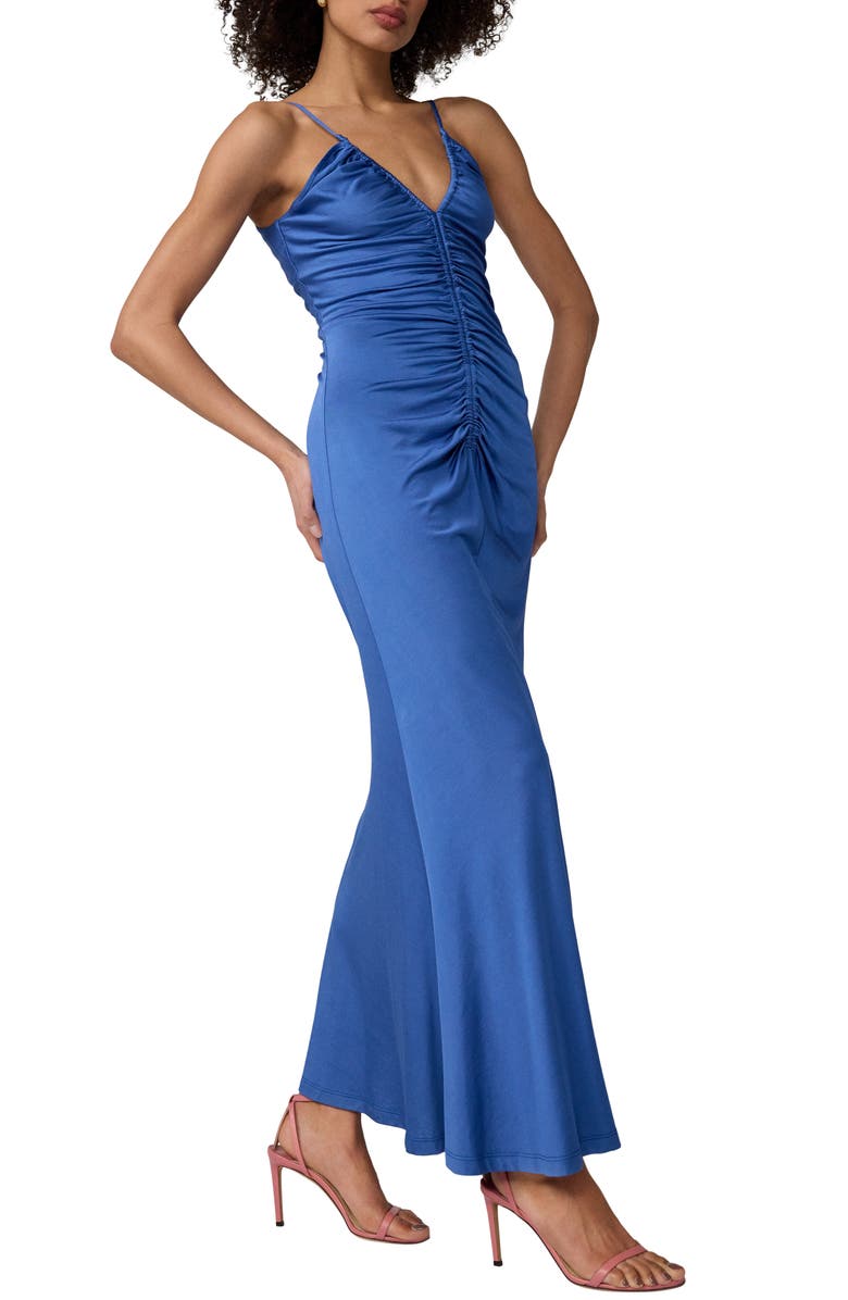 Diane von Furstenberg Gillian Center Ruched Jersey Dress, Alternate, color, Dusk Blue