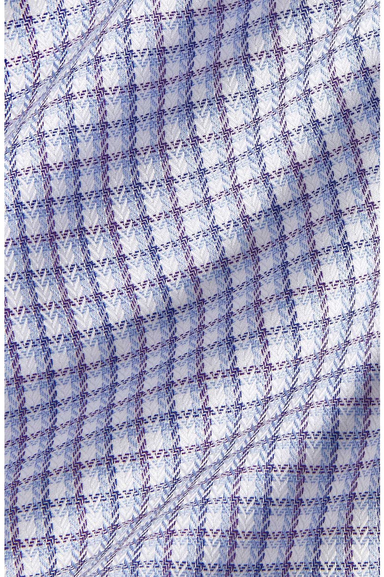 Trim Fit Herringbone Check Dress Shirt, Alternate, color, BLUE/ PURPLE
