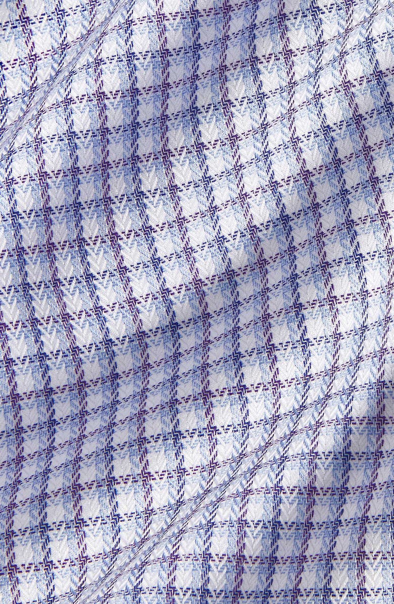 David Donahue Trim Fit Herringbone Check Dress Shirt, Alternate, color, Blue/ Purple