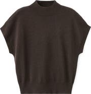 MANGO Metallic Mock Neck Short Sleeve Sweater