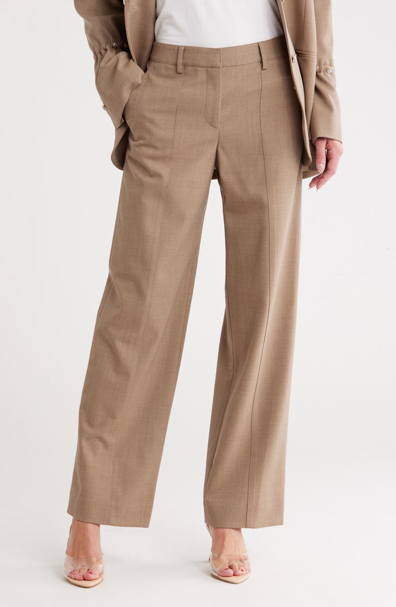 TWP Elizabeth Street Flat Front Wide Leg Trousers, Main, color, Sandstone