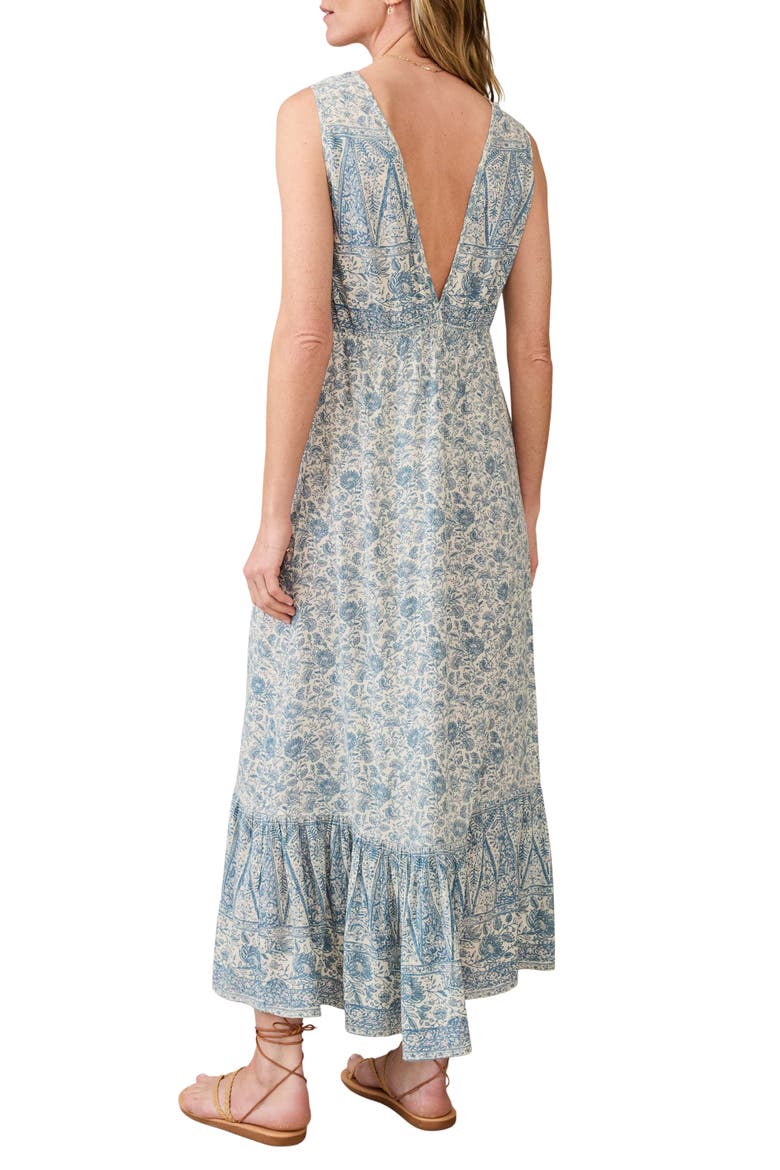Eden Floral Print Ruffle Hem Sleeveless Maxi Dress, Alternate, color, BLUE WATER FLORAL