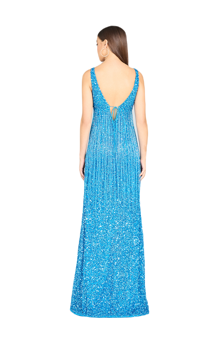 LARA New York Regan Fringe Sequin Dress, Alternate, color, Ocean