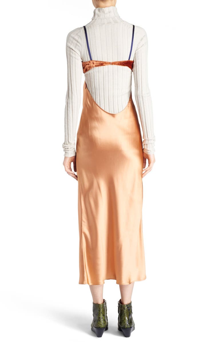 Acne Studios Elina Velvet & Satin Slipdress, Alternate, color, 