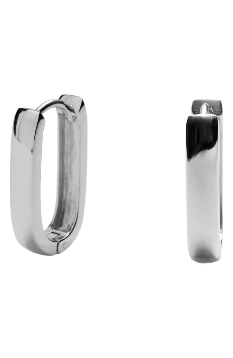 Argento Vivo Sterling Silver Wide Oblong Hoop Earrings, Main, color, Silver