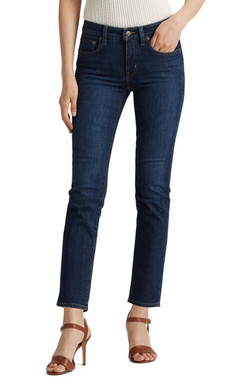 Ralph Lauren Lauren  Mid Rise Straight Leg Jeans In Deep Royal Wash Denim