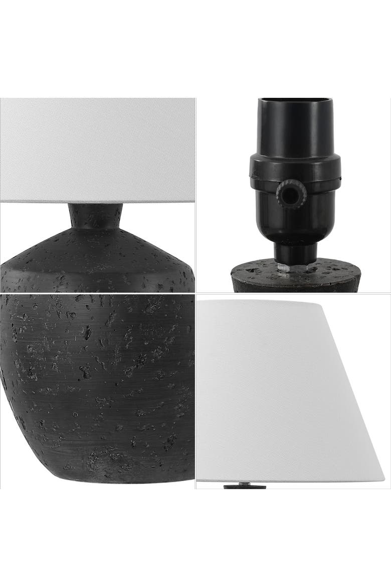 Myron 18" Minimalist Scandinavian Concrete Effect Resin/Iron LED Table Lamp, Alternate, color, Black