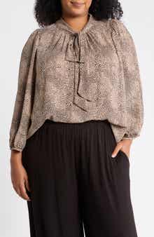 Animal Print Tie Neck Top