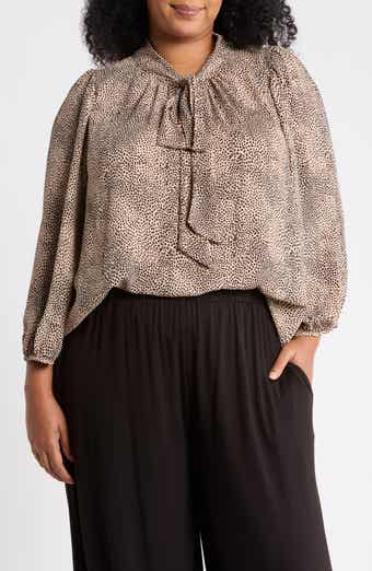 Animal Print Tie Neck Top