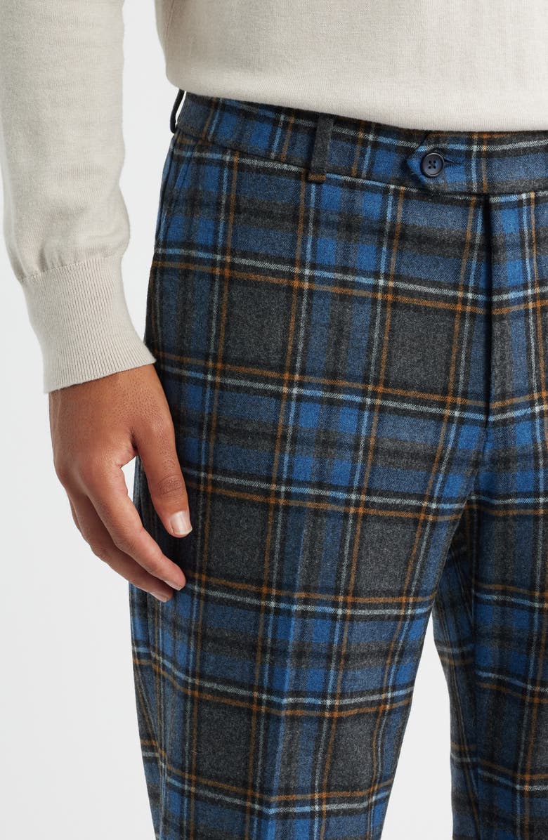 Berle Plaid Wool Blend Flannel Dress Pants, Alternate, color, Charcoal Grey