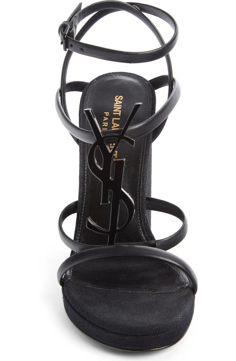 Saint Laurent Cassandra YSL Wedge Sandal, Alternate, color,