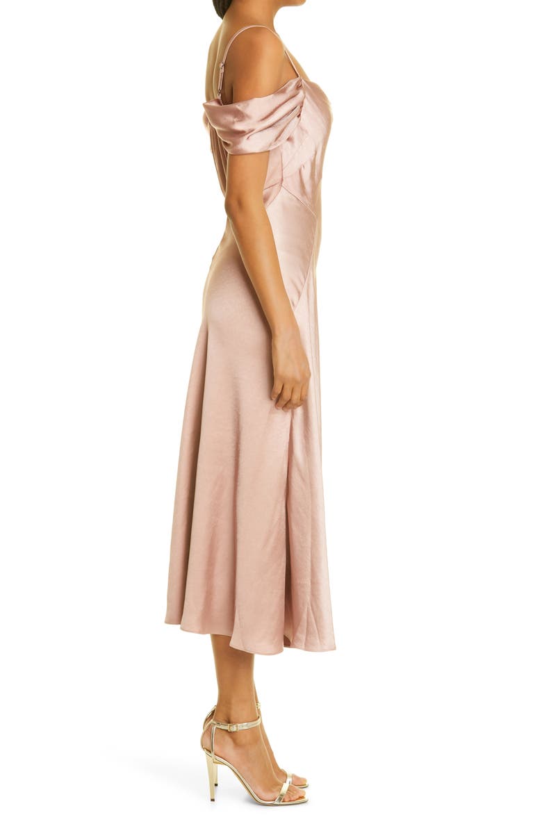 Ted Baker London Esta Cold Shoulder Satin Slipdress, Alternate, color, Dusky Pink