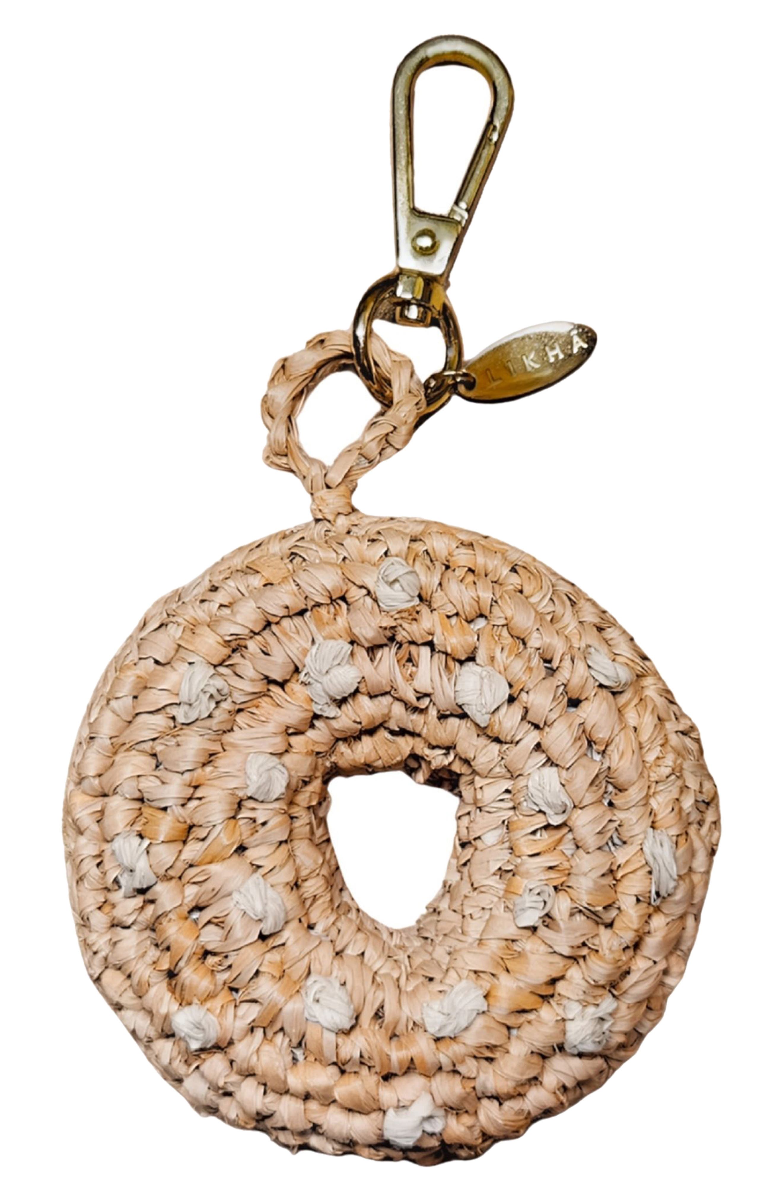 LIKHA NYC Bagel Raffia Bag Charm, Main, color, Light Brown