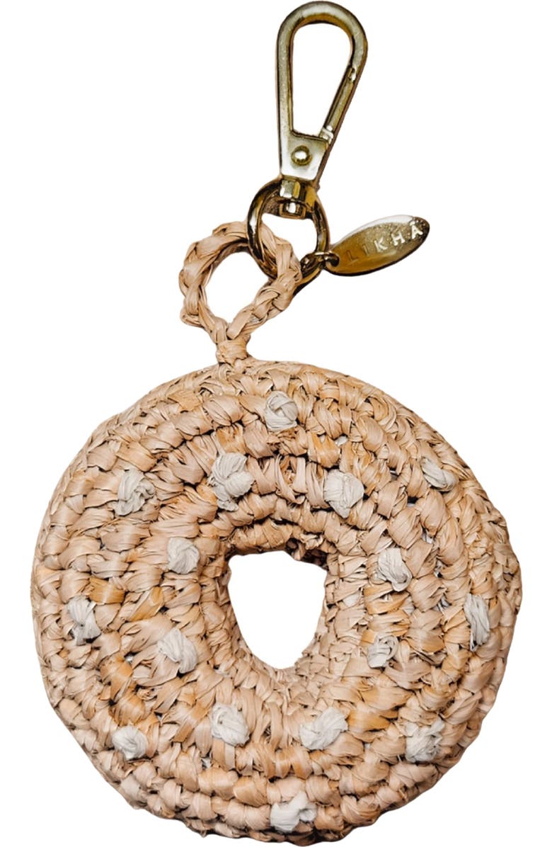 LIKHA NYC Bagel Raffia Bag Charm, Main, color, Light Brown