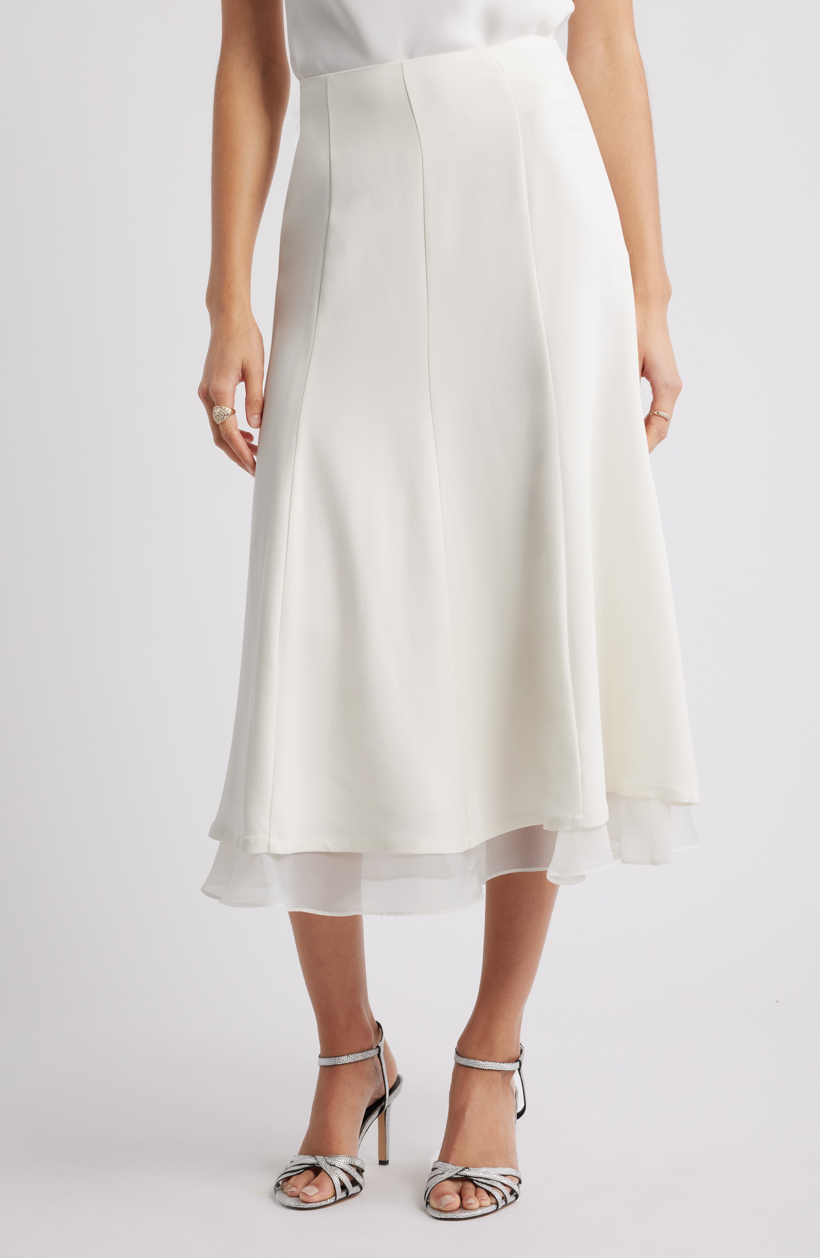 Nordstrom Seamed Layered Midi Skirt