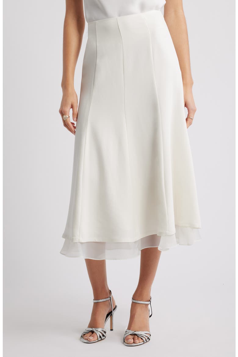 Seamed Layered Midi Skirt, Main, color, IVORY TOFU