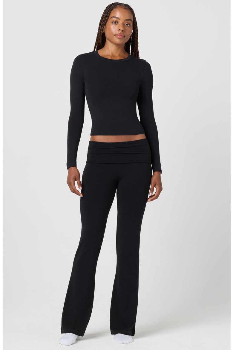 Softie Cotton Blend Long Sleeve Top, Alternate, color, BLACK