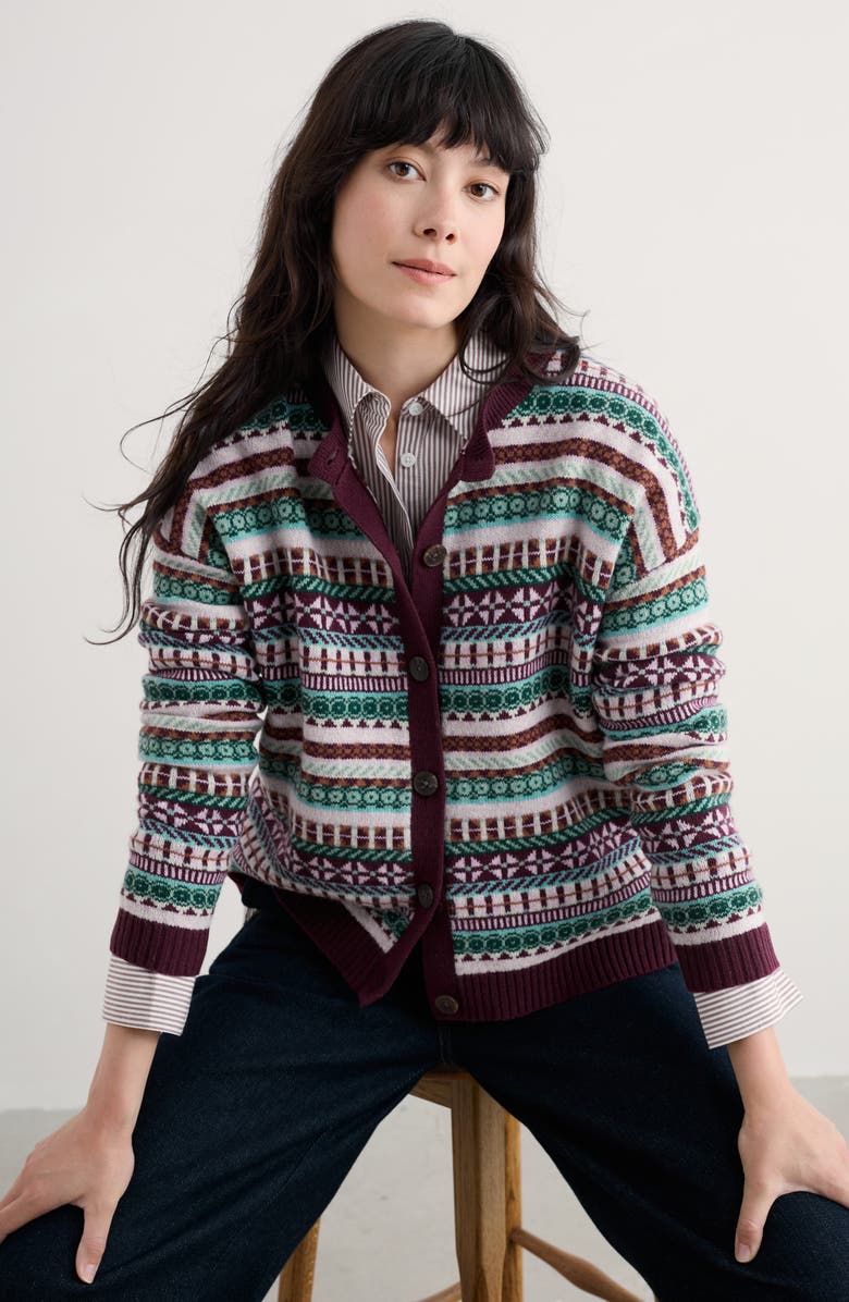 Seasalt Cornwall Copperhouse Fair Isle Lambswool Blend Cardigan, Alternate, color, Knit Float Sardine Multi