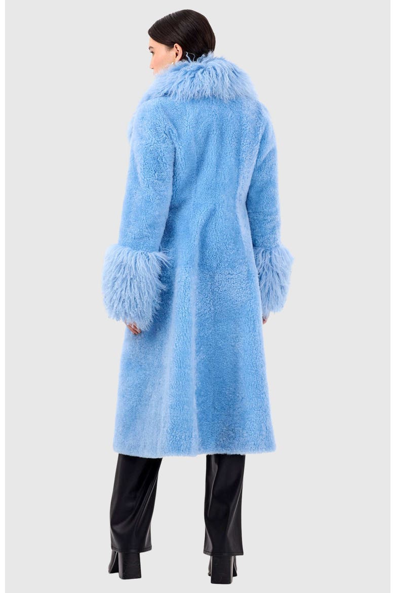 Genuine Shearling Short Coat, Alternate, color, BLUE