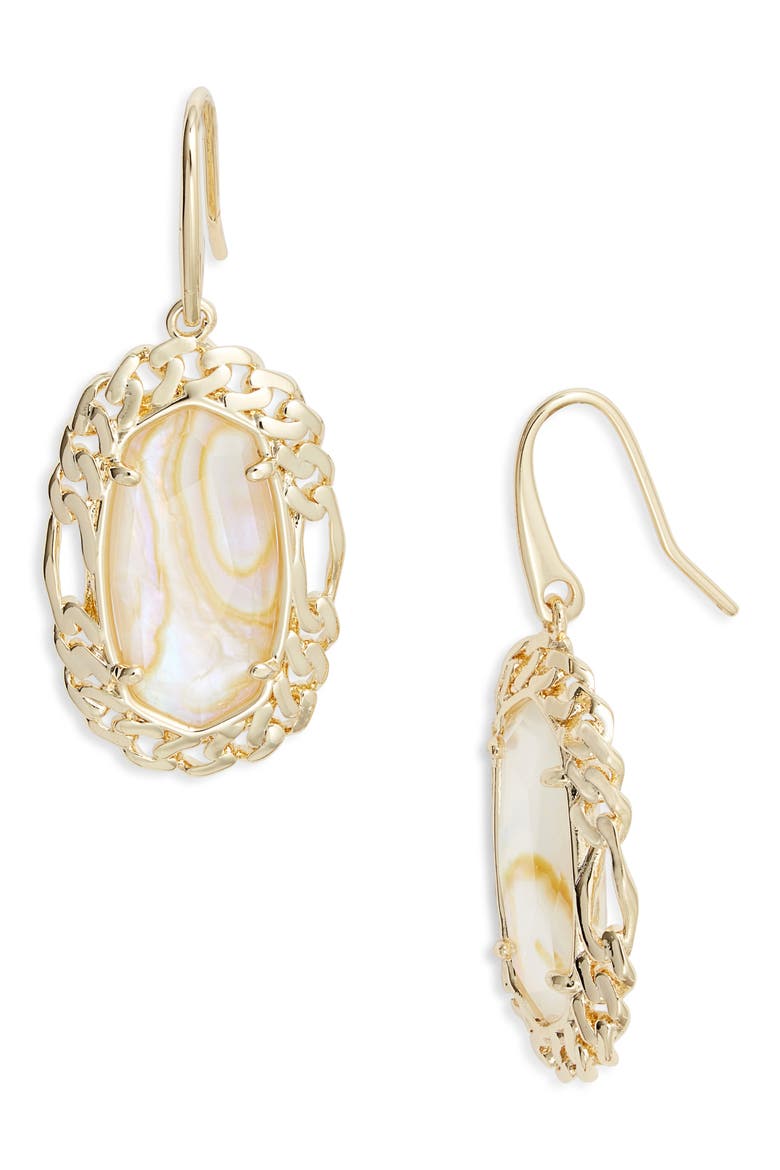 Dani Figaro Frame Drop Earring, Main, color, GOLD IRIDESCENT ABALONE