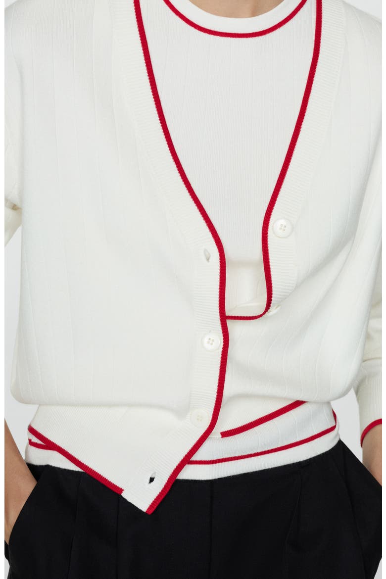Tipped Relaxed Cardigan, Alternate, color, ECRU