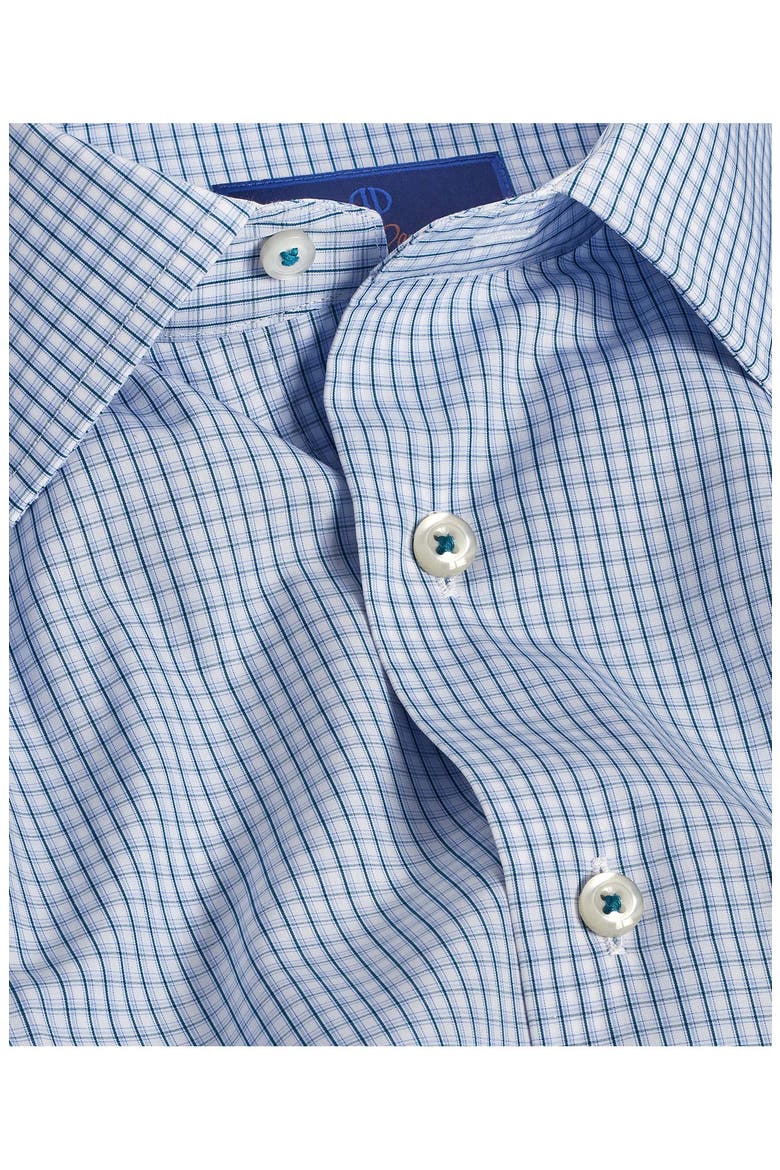 Trim Fit Microcheck Cotton Poplin Dress Shirt, Alternate, color, WHITE/ OCEAN