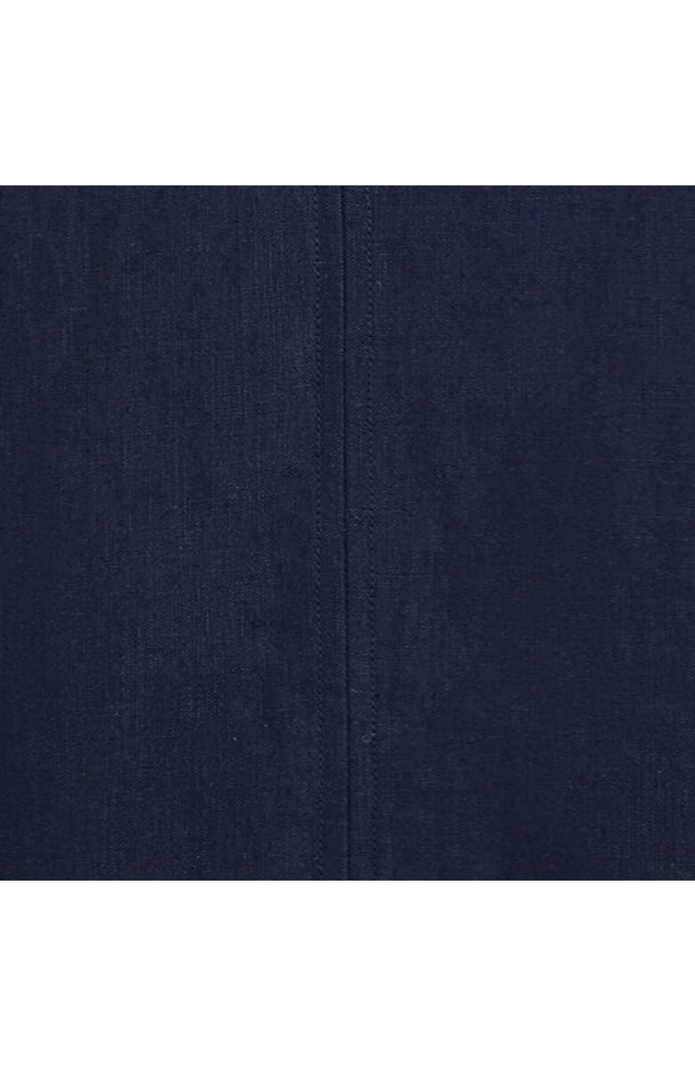 COS V-neck Open-back Linen Mini Dress, Alternate, color, Navy