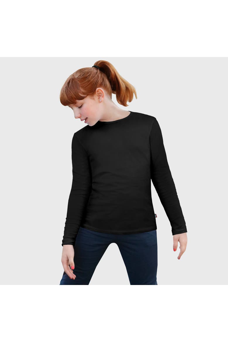 Baby Girls Long Sleeve Soft 100% Cotton Jersey T-Shirt, Main, color, Black