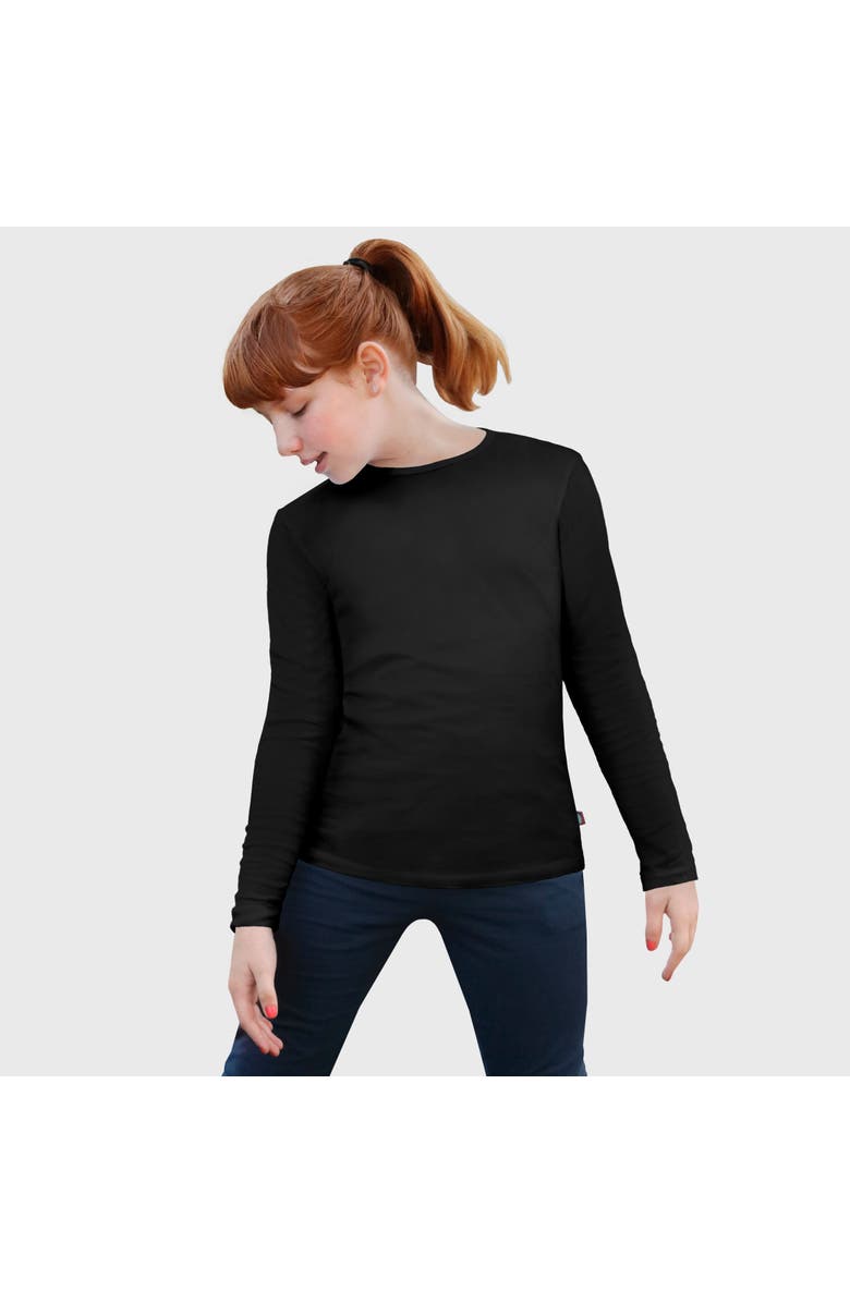 CITY THREADS Girls Long Sleeve Soft Cotton Jersey T-Shirt, Main, color, Black