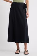 Caslon® Waist Tie Linen Blend Skirt