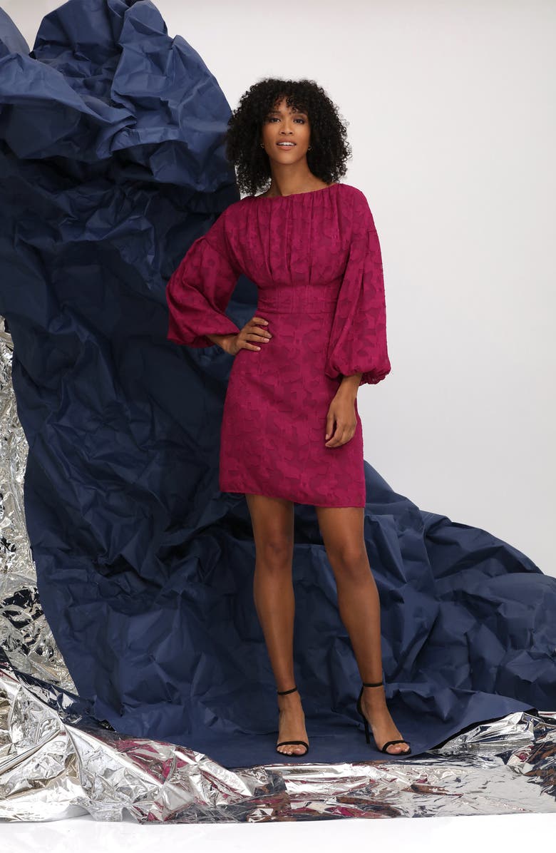 Maggy London Balloon Sleeve Jacquard Sheath Dress, Alternate, color,