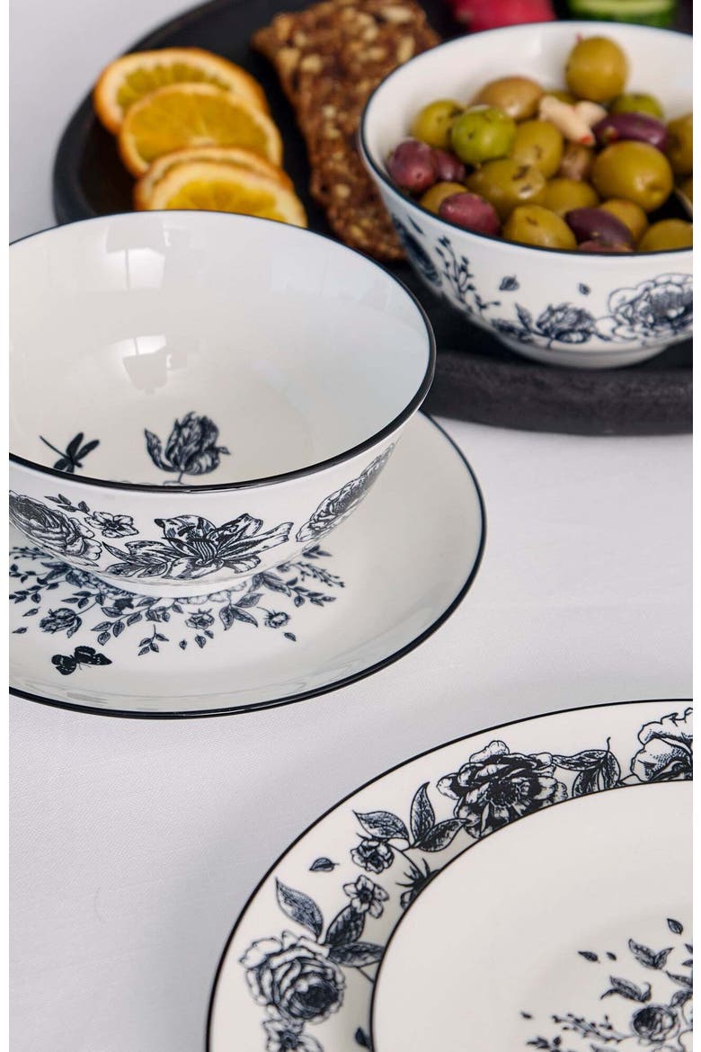 Esme Porcelain 16-Piece Dinnerware Set, Alternate, color, Black
