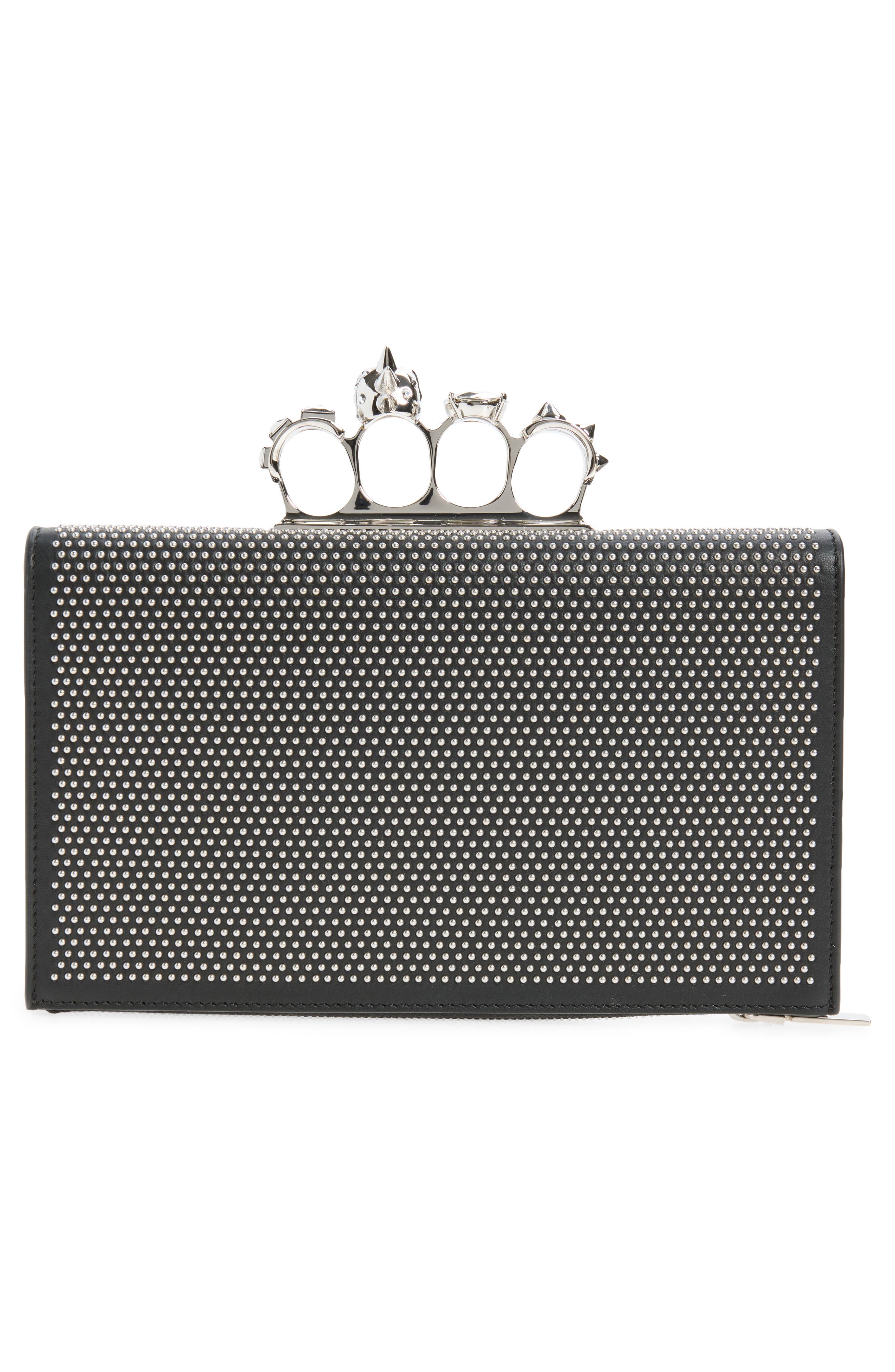 McQueen Punk Knuckle Flat Pouch, Alternate, color, Black