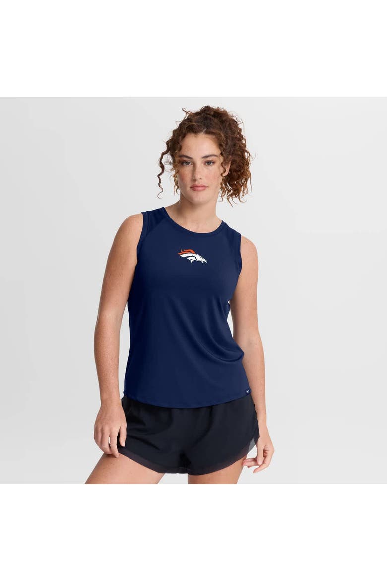 Women's Fanatics Navy Denver Broncos Draped Mesh Back Performance​ Tank Top, Main, color, Navy