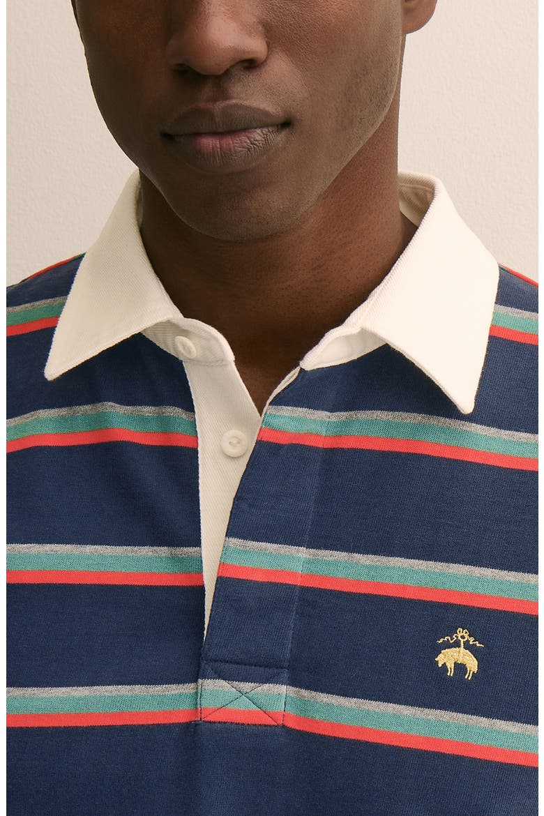 Long Sleeve Stripe Cotton Rugby Shirt, Alternate, color, NAVY MULTI