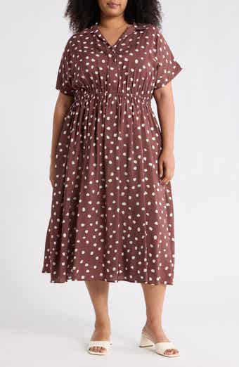 Renee C Polka Dot Short Sleeve Midi Dress