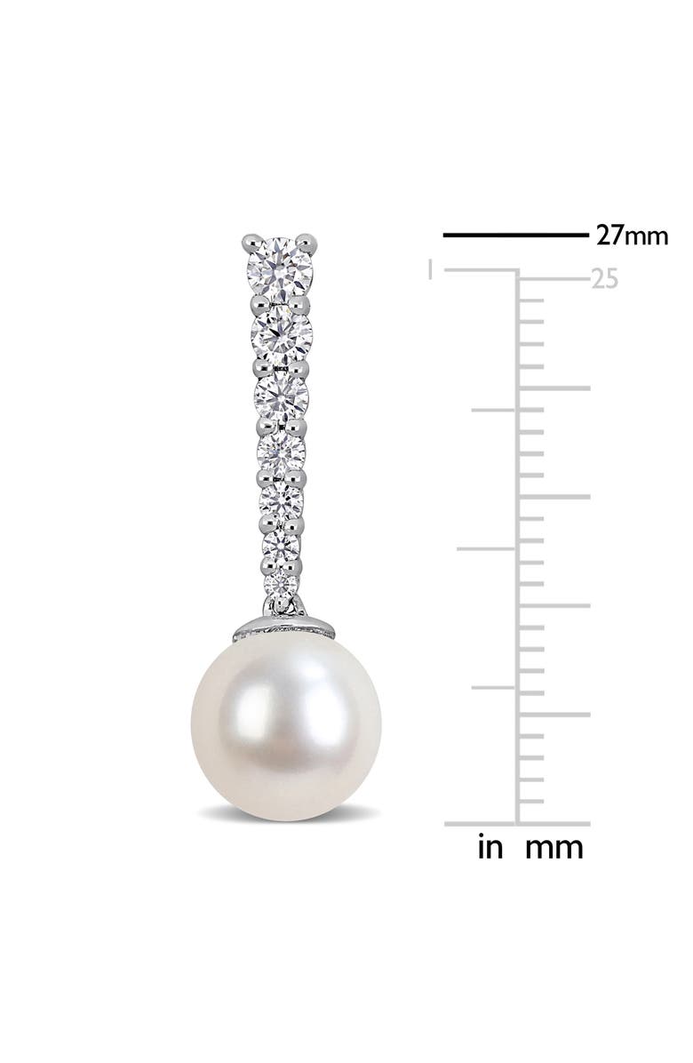 DELMAR Moissanite & Cultured Freshwater Pearl Drop Earrings, Alternate, color, White