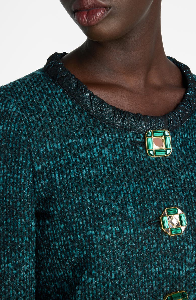 ST. JOHN Textured Tweed Knit Sweater Jacket, Alternate, color,