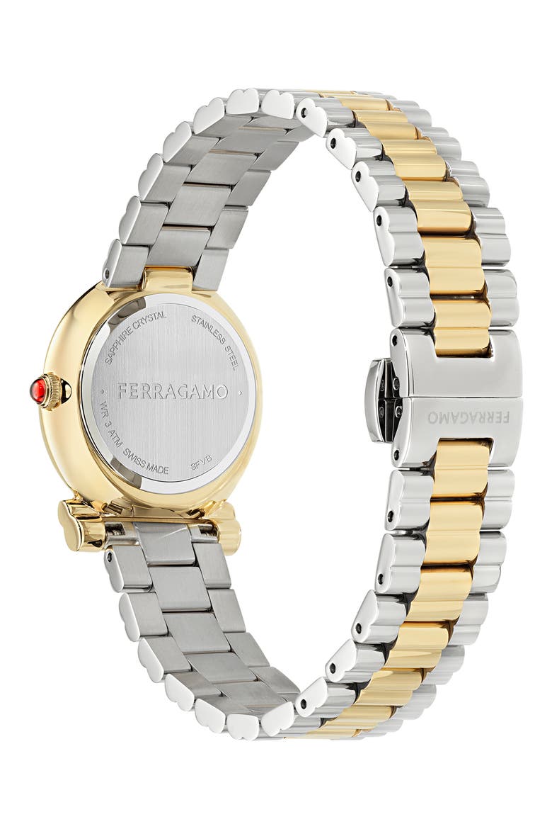Gancini Twisted Two-Tone Bracelet Watch, 28mm, Alternate, color, TWO TONE